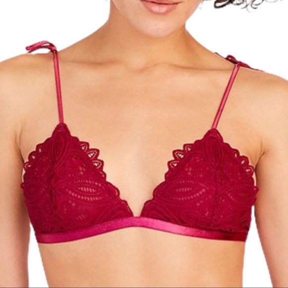 Free People Red Berry Mila Bralette Size Medium New - Picture 1 of 4